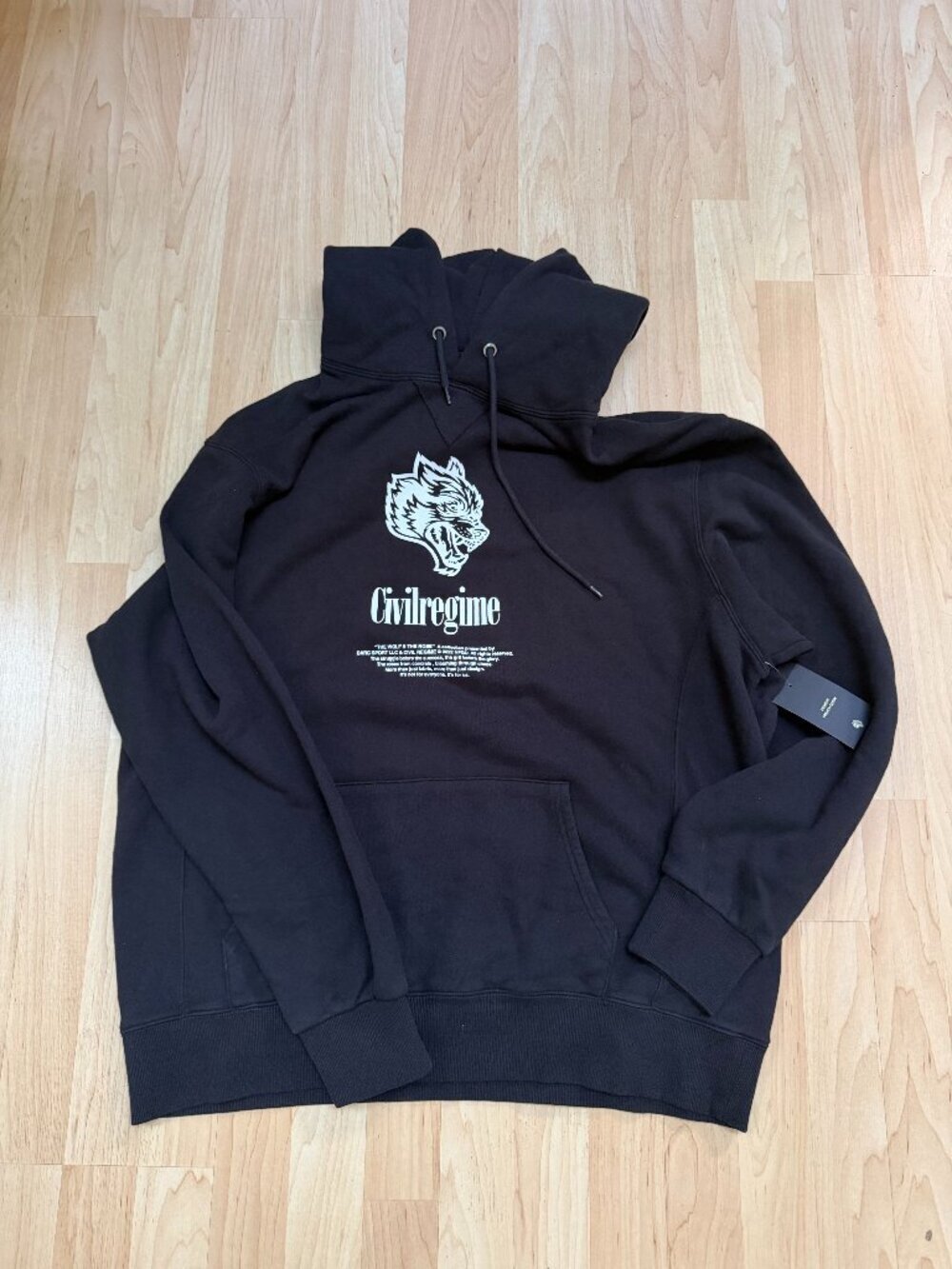 Darcsport Civil Regime Wolf Bloom Hoodie Black Graphic French Terry XL NWT